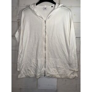 Cabi Cardigan sweater white knit blend cotton full zip Hoodie